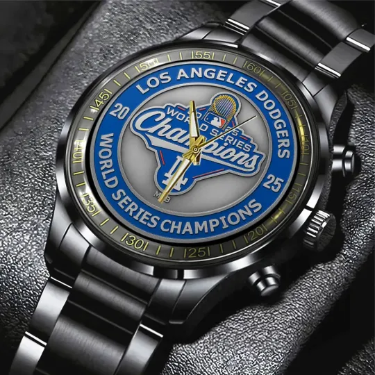 Dodgers 2025 World Series Champions Black Stainless Steel Watch