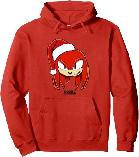 Discover Sonic The Hedgehog Christmas Knuckles Santa Hat Big Face Pullover Hoodie