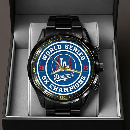 Dodgers 2025 World Series Champions Black Stainless Steel Watch
