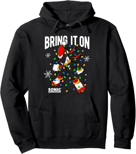 Sonic The Hedgehog Christmas Bring It On Shadow Xmas Lights Pullover Hoodie