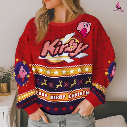 Discover Kirby Ugly Sweater | Kirby Video Game Ugly Christmas Sweatshirt | Kirby Christmas Sweatshirt | Funny Fall Sweatshirt