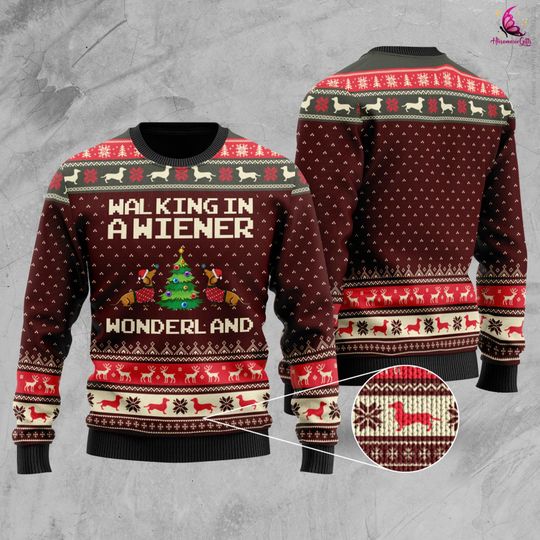 Discover Walking In A Wiener Wonderland Ugly Sweater, Dachshund Dog Sweatshirt, Dog Lover Christmas Party Ugly Sweater
