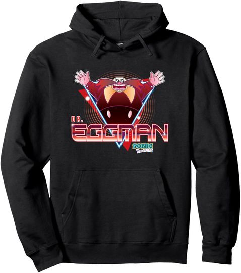 Sonic The Hedgehog Dr. Eggman Retro Neon Logo Pullover Hoodie