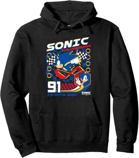 Discover Sonic The Hedgehog 91 I'm Outta Here! Racing Poster Pullover Hoodie
