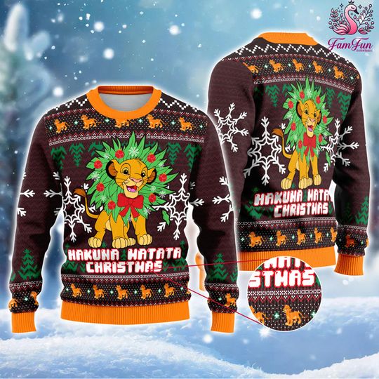 The Lion King Ugly Christmas Sweater | Simba The Lion King Ugly Sweater