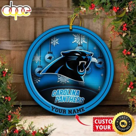 Discover Personalized Carolina Football Panthers Team Christmas Ceramic Ornament Gift