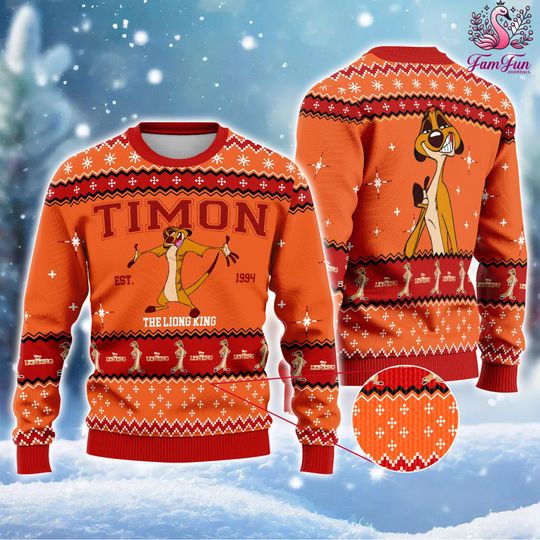 Timon The Lion King Ugly Christmas Sweater, Lion King Characters Shirt