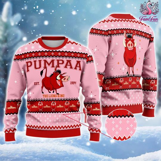 Pumpaa The Lion King Ugly Christmas Sweater, Lion King Characters Shirt
