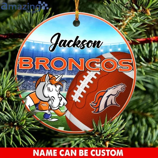 Personalized Denver Football Broncos Team Christmas Ceramic Ornament Gift Decor