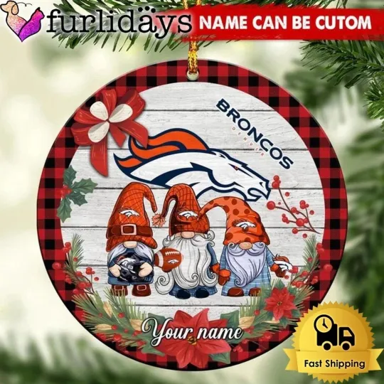 Personalized Denver Football Broncos Team Christmas Ceramic Ornament Gift Decor