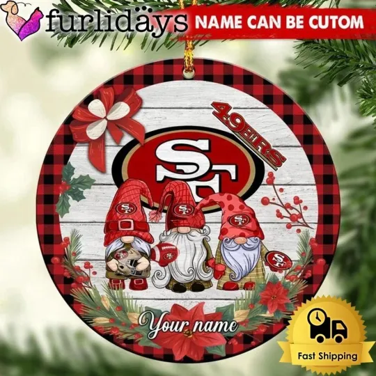 Personalized San Francisco Football 49ers Team Christmas Ceramic Ornament Gift