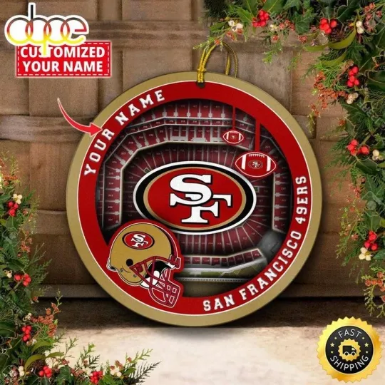 Personalized San Francisco Football 49ers Team Christmas Ceramic Ornament Gift