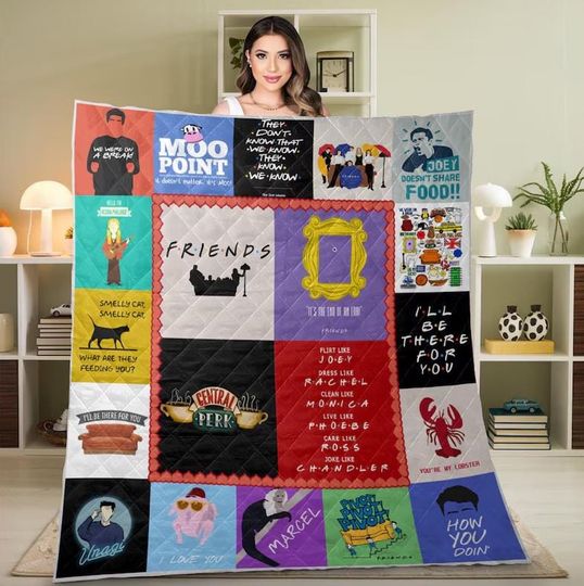 Discover Friends Quilt Blanket, Fleece Bedding, TV Show & Christmas Home Decor Gift