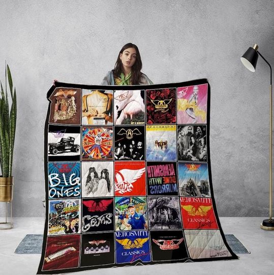 Aerosmith 70s Rock Band Fleece Blanket, Vintage Handmade Bedding