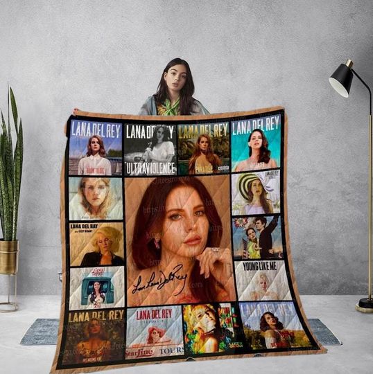 Lana Del Rey Singer Vintage Quilt Blanket, Music-themed Handmade Bedding,  Fleece Blanket
