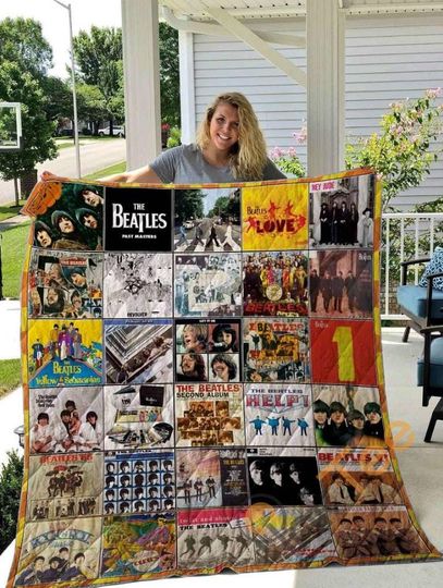 The Beatles Quilt Blanket, Fleece Band Bedding, Christmas Home Decor Gift