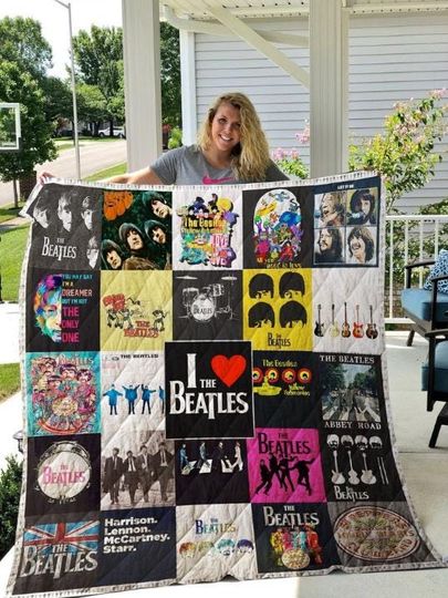 The Beatles Music Fleece Quilt Blanket, Beatles Lover Band Bedding, Christmas Home Decor Gift
