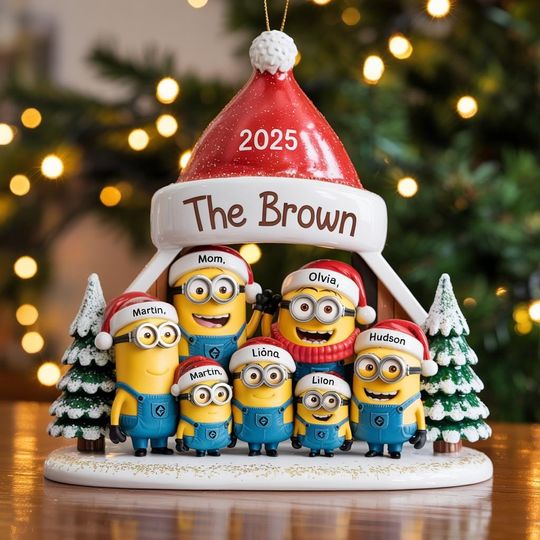 Discover Custom Minions Family Ornament, Personalized Acrylic Christmas Tree Decor, Holiday Keepsake, Unique Xmas Gift 2025