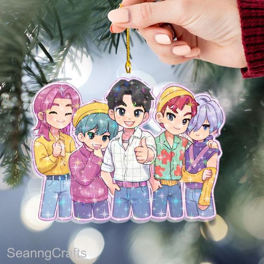 Discover Kpop Boy Band Hologram Acrylic Ornament, Fantasy Demon Idol Group Christmas Keepsake, Hero Idol Ornament for Fans, Holiday Gift for Him