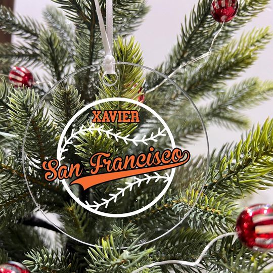 Discover Personalized Ornament Baseball Sport Team Fan Xmas Keepsake 3.5"Acrylic Festive Holiday Christmas Tree Hanging Decoration Gift San Francisco