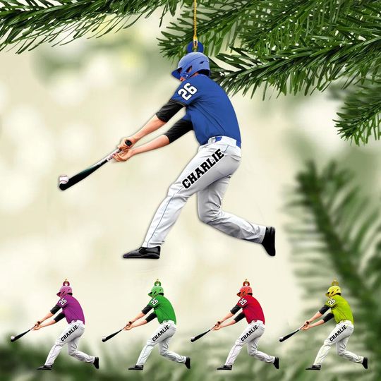 Custom Baseball Players Ornament, Gift For Baseball Lovers, Sports Keepsake, Team Spirit Gift, Baseball Decor, Baseball 2D Flat Ornament