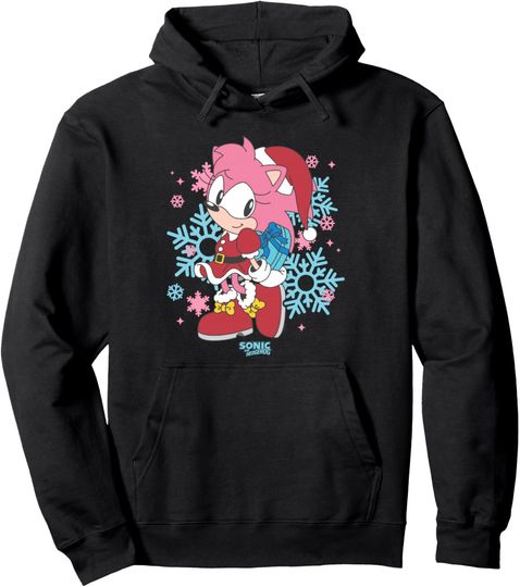 Discover Sonic The Hedgehog Christmas Amy Rose With Lovely Present Pullover Hoodie