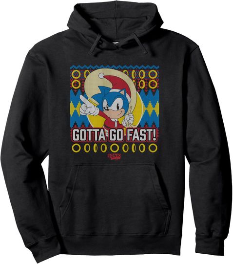 Discover Sonic The Hedgehog Christmas Gotta Go Fast! Ugly Sweater Pullover Hoodie