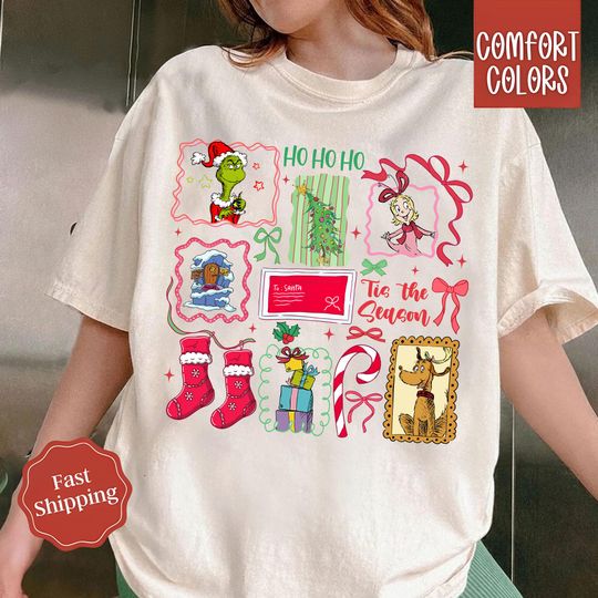 Retro Whoville Christmas Comfort Colors T-Shirt, Holiday Cartoon Graphic, Vintage Xmas Tee for Women