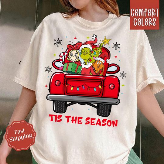 Discover Comfort Colors funny character & Cindy Lou Christmas Truck Tee, Retro Whoville Holiday Shirt, Funny Vintage Xmas, Unisex Gift For Her Him PSH2906
