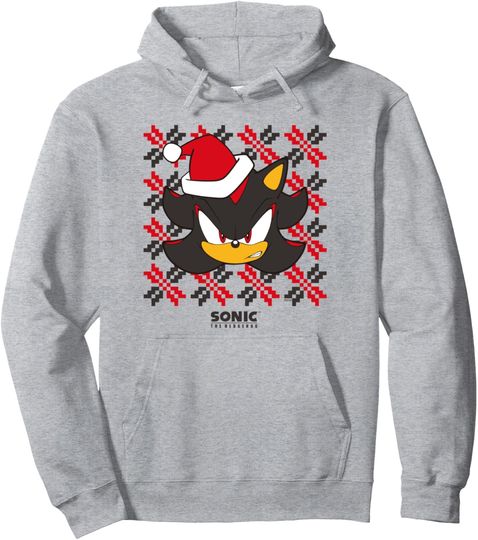 Discover Sonic The Hedgehog Christmas Shadow Santa's Hat Chest Logo Pullover Hoodie