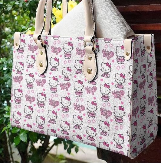 Hello Kitty Leather Handbag for Women, Cartoon Lover's Shopping Bag