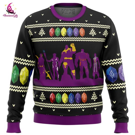 Thanos Infinity War Avengers Endgame Ugly Christmas Sweater, Thanos Ugly Sweater