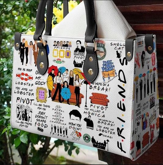 Friends TV Show Leather Handbag for Women, Custom & Personalized Shopping Bag, Gift for Her