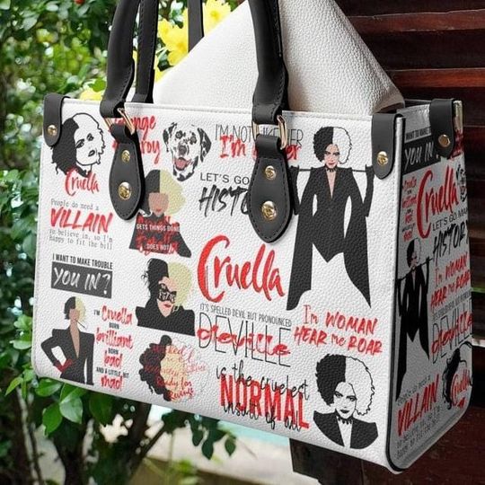 Discover Cruella Women Leather Handbag, Custom Leather Shopping Bag,  Cruella Fan Bag