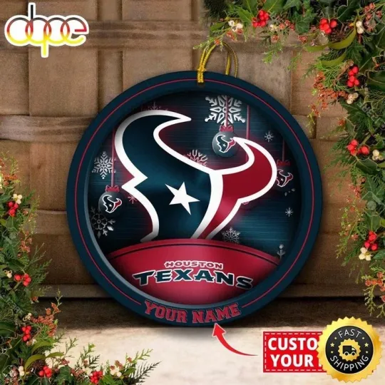 Personalized Houston Football Texans Team Christmas Ceramic Ornament Gift Decor