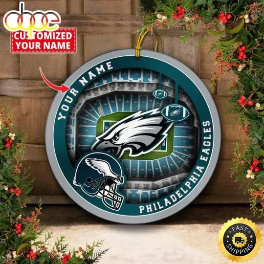 Personalized Philadelphia Football Eagles Team Christmas Ceramic Ornament Gift
