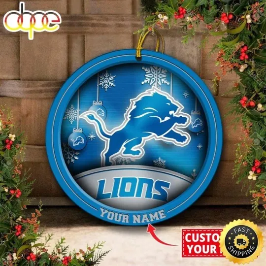 Discover Personalized Detroit Football Lions Team Christmas Ceramic Ornament Gift Decor