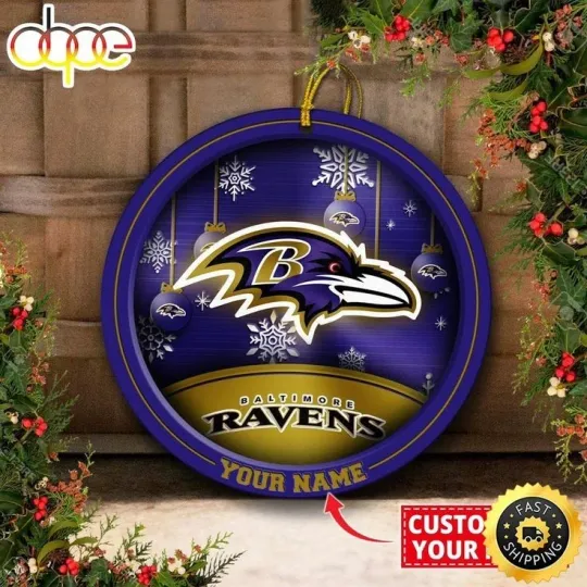 Discover Personalized Baltimore Football Ravens Team Christmas Ceramic Ornament Gift