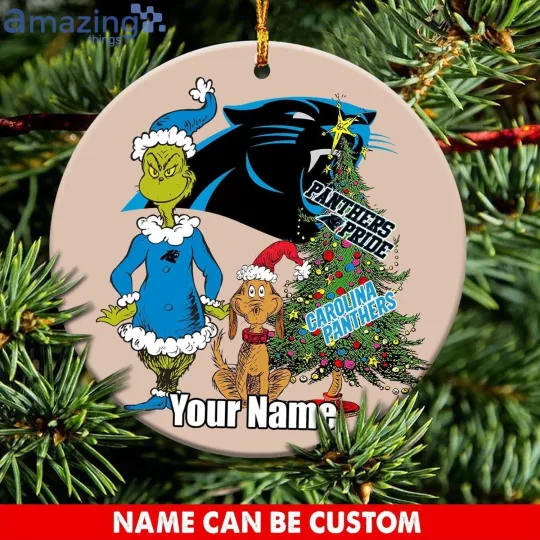 Discover Personalized Carolina Football Panthers Team Christmas Ceramic Ornament Gift