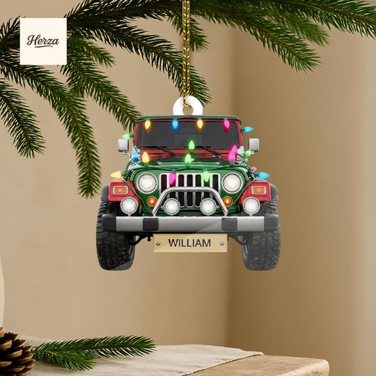 CUSTOMIZABLE Off-Road Jeep Ornament, PERSONALIZABLE Acrylic or Wooden Car Decor, Xmas Gift for Drivers, Adventure Lovers, Friends, Family
