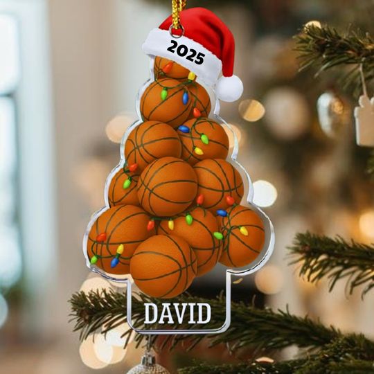 Discover Personalized Basketball Christmas Tree Ornament 2025, Basketball Hoop Christmas 2D Flat Ornament, Baseball Sport Lover Christmas Tree