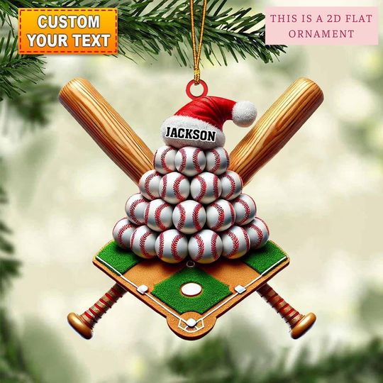 Discover Personalized Baseball Christmas Ornament, Baseball Fans Gift, Baseball Lovers Gift, Custom Christmas Flat Ornament, Baseball Xmas Decor
