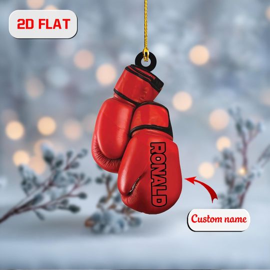 Discover 2D Acrylic Christmas Ornament, Boxing Gloves Holiday Decor for Fighters and Fans, Sports Ornament for Athletes, Unique Xmas Tree Gift