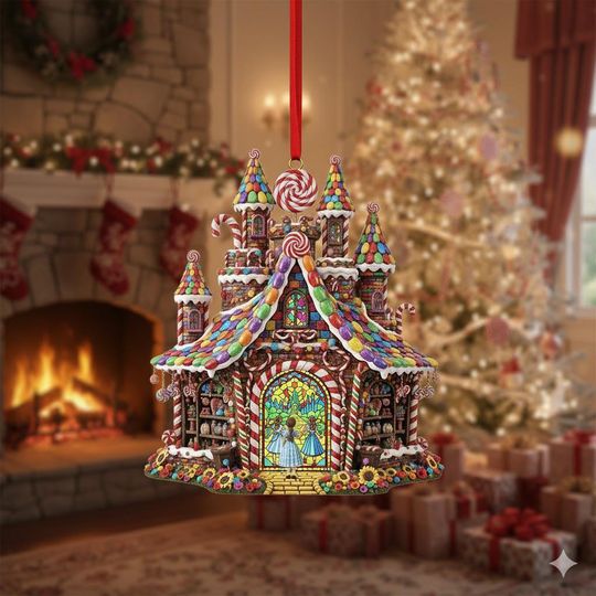 Wizard of Oz Gingerbread Castle Christmas Ornament: Acrylic Keepsake