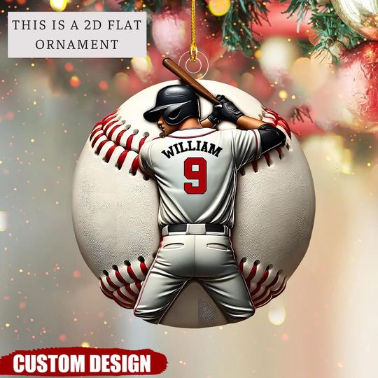 Discover Personalized Baseball Player Ornament, Baseball Loves Gift, Baseball Player Hanging Ornament, Custom Baseball Team Ornament, Christmas Decor