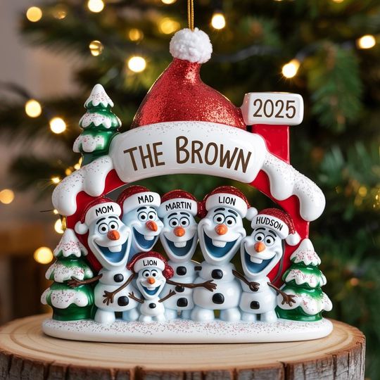 Discover Personalized Olaf Family Ornament, Custom Acrylic Christmas Tree Decoration, Holiday Keepsake, Unique Xmas Gift 2025