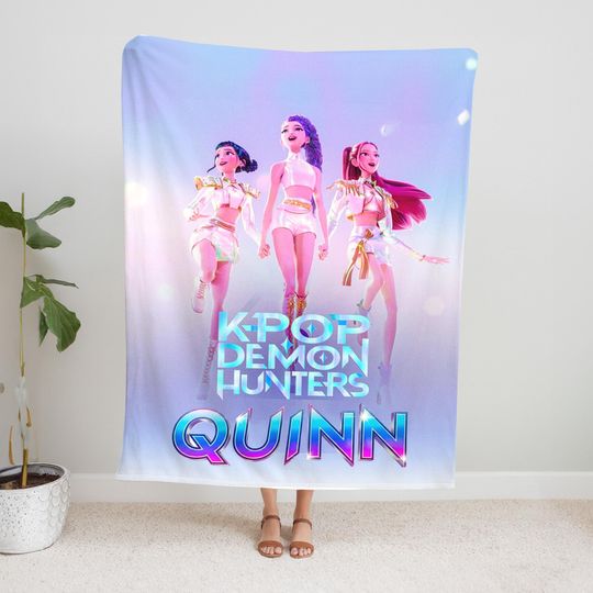 Discover Personalized K-Pop Demon Hunters Fleece Blanket with Custom Name for Fans and Kids