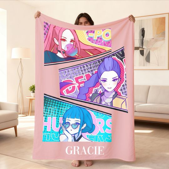 Discover Custom Kpop Demon Hunter Fleece Blanket with Name