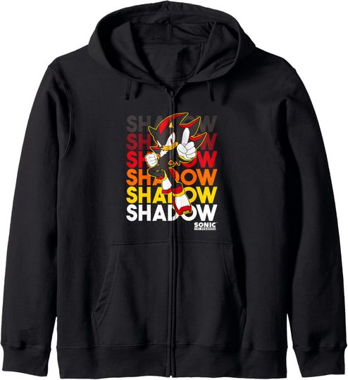 Discover Sonic The Hedgehog Shadow Stacked Text Cool Logo Zip Hoodie