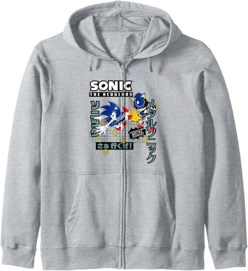Discover Sonic The Hedgehog Introducing Metal Sonic! Epic Fight Retro Zip Hoodie